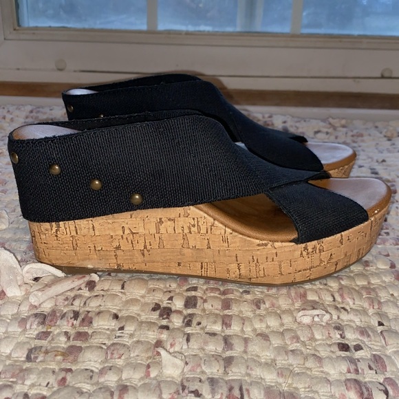 Black Wedges with Studded Detail - Picture 1 of 8